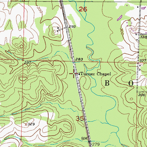 Topographic Map of Turner Chapel, AR