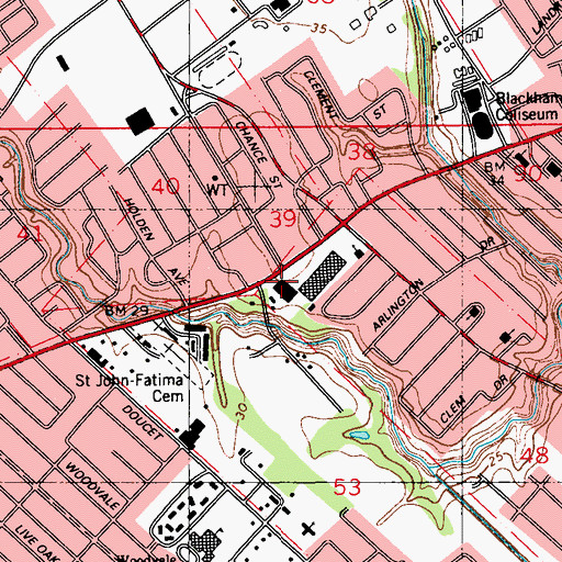 Topographic Map of South College Shopping Center, LA
