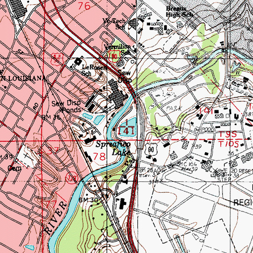 Topographic Map of Spreafico Lake, LA