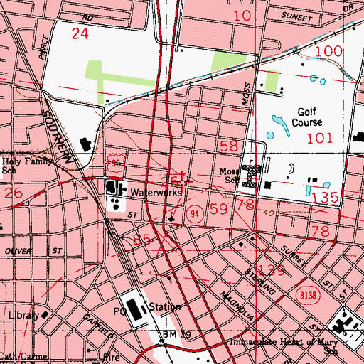 Topographic Map of Sterling Grove Historic District, LA