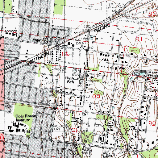 Topographic Map of Teurlings Catholic High School, LA