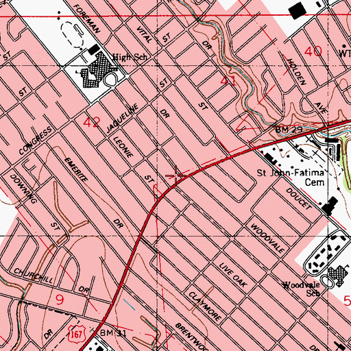 Topographic Map of The Boulevard Shopping Center, LA
