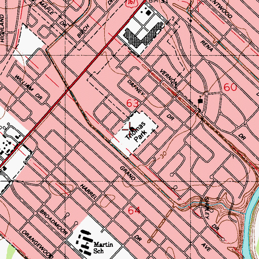 Topographic Map of Thomas Park, LA