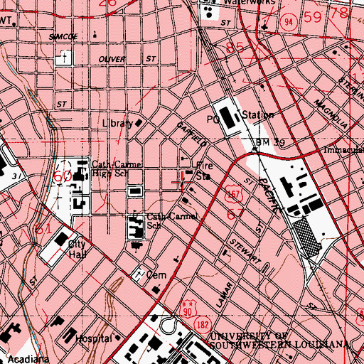 Topographic Map of Trinity Christian Methodist Episcopal Church, LA