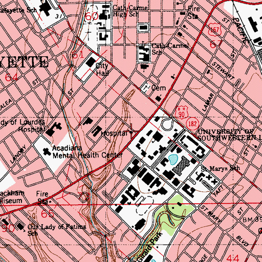 Topographic Map of Trinity Lutheran Church, LA