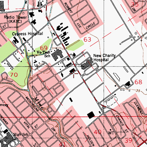 Topographic Map of University Square Shopping Center, LA