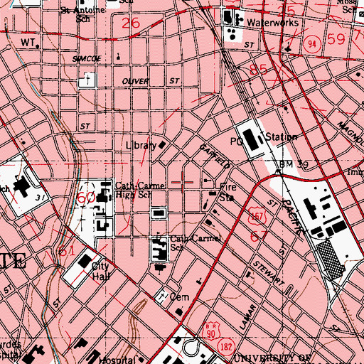 Topographic Map of Vermilionville Academy (historical), LA