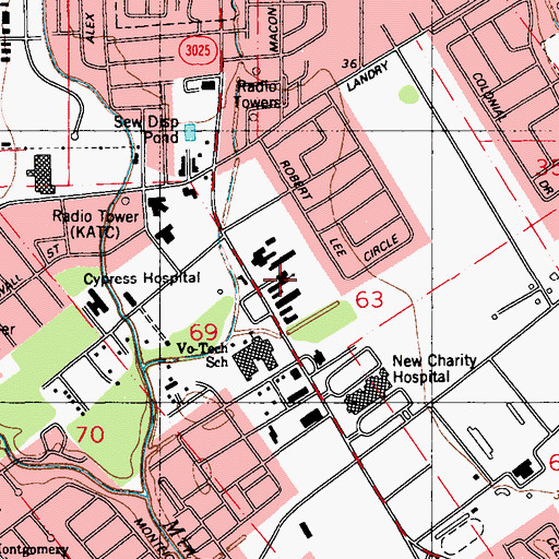 Topographic Map of Westside Baptist Church, LA