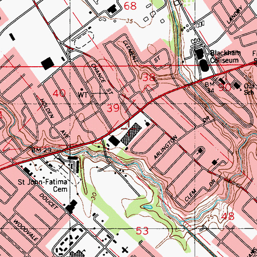 Topographic Map of Winnwood Shopping Center, LA