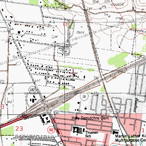 Topographic Map of Word of Faith Worship Center, LA