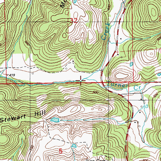 Topographic Map of Turner Creek, AR