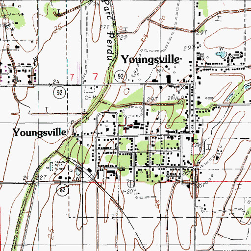 Topographic Map of Youngsville Middle School, LA
