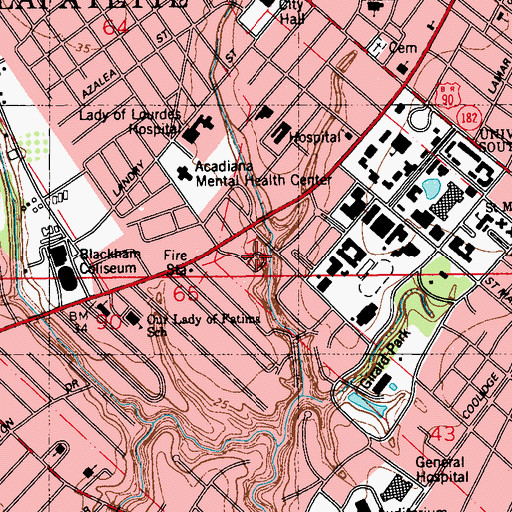 Topographic Map of Youth Park, LA