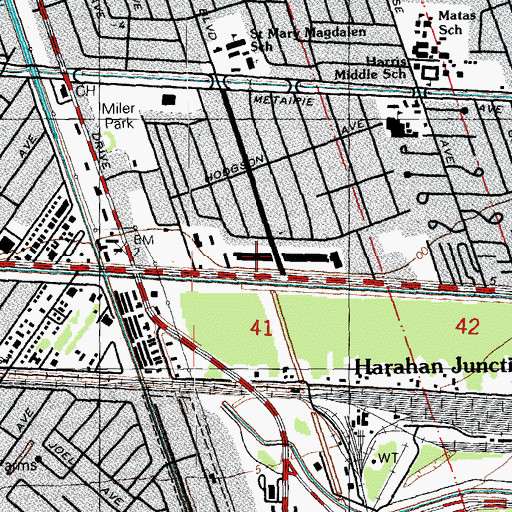Topographic Map of Airline Park Shopping Center, LA