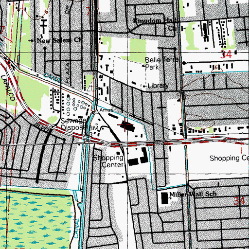 Topographic Map of Ames Shopping Center, LA