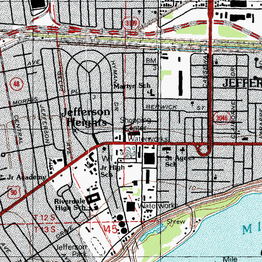 Topographic Map of Azalea Gardens Shopping Center, LA
