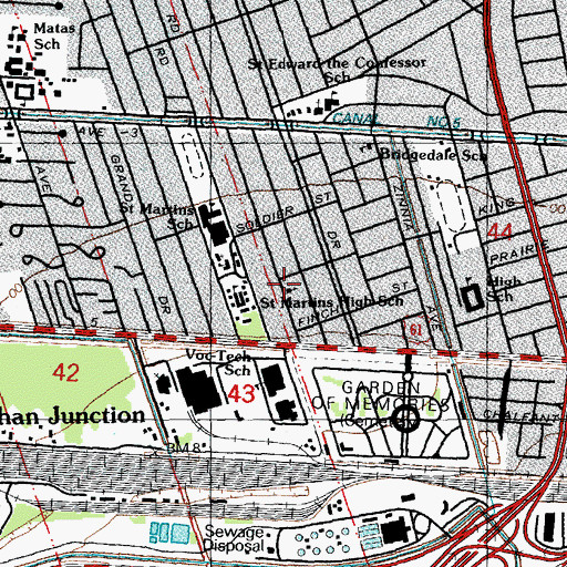 Topographic Map of Bridgedale Baptist Church, LA