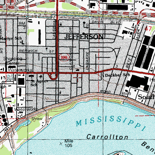 Topographic Map of Castay Shopping Center, LA