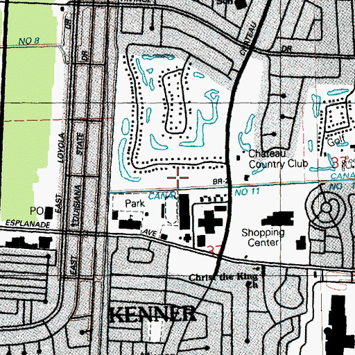 Topographic Map of Chateau Estates Golf Course, LA