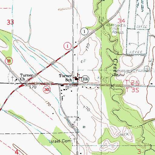 Topographic Map of Turner School, AR