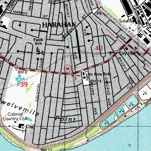 Topographic Map of Colonial Shopping Center, LA