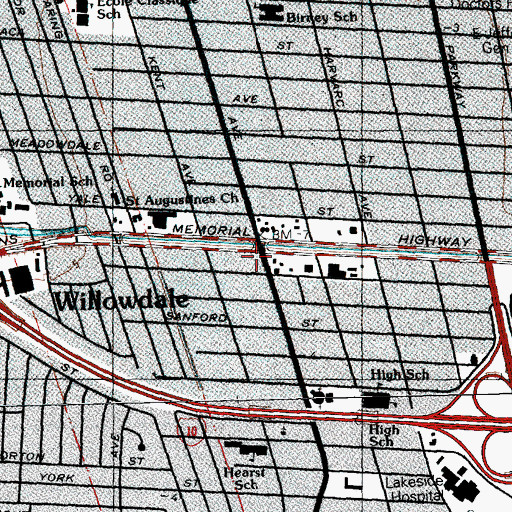 Topographic Map of Continental Plaza Shopping Center, LA