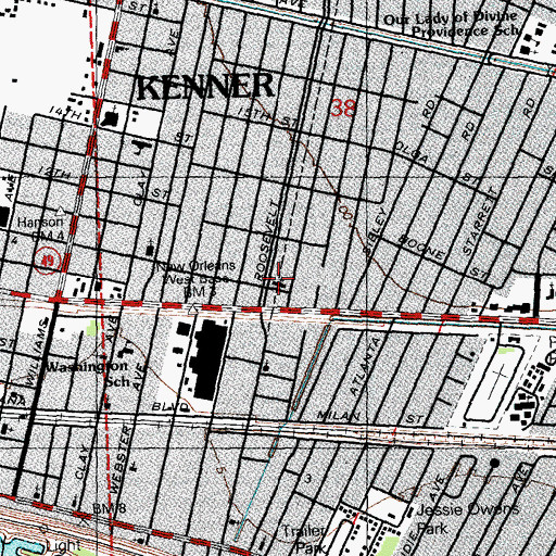 Topographic Map of First Assembly of God Church, LA