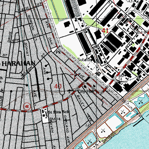 Topographic Map of First Baptist Church, LA
