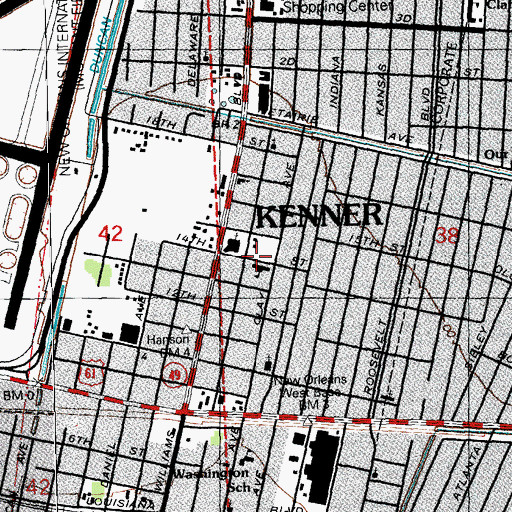 Topographic Map of First Baptist Church of Kenner, LA