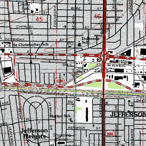 Topographic Map of Greater Bethlehem Baptist Church, LA