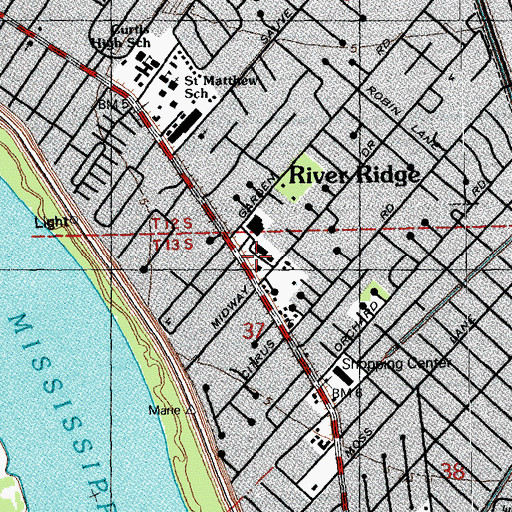 Topographic Map of Highland Square Shopping Center, LA