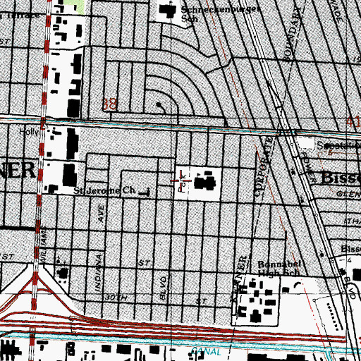 Topographic Map of Highway Park, LA
