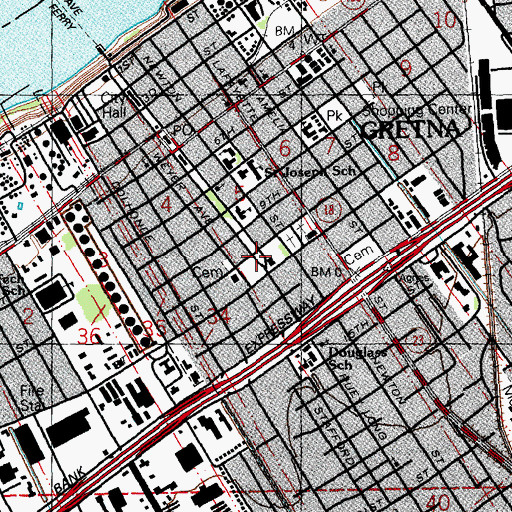 Topographic Map of Huey P Long Park, LA