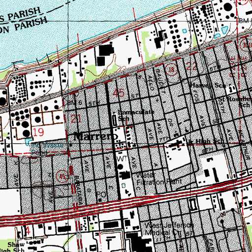 Topographic Map of Immaculate Conception School, LA
