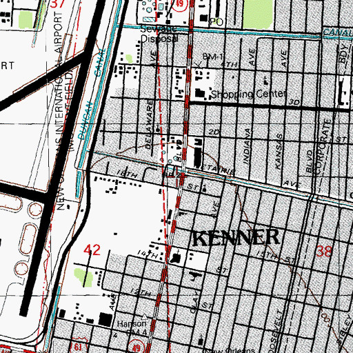 Topographic Map of Kenner City Hall, LA