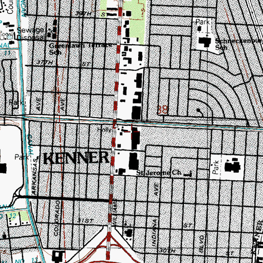 Topographic Map of Kenner Plaza Shopping Center, LA