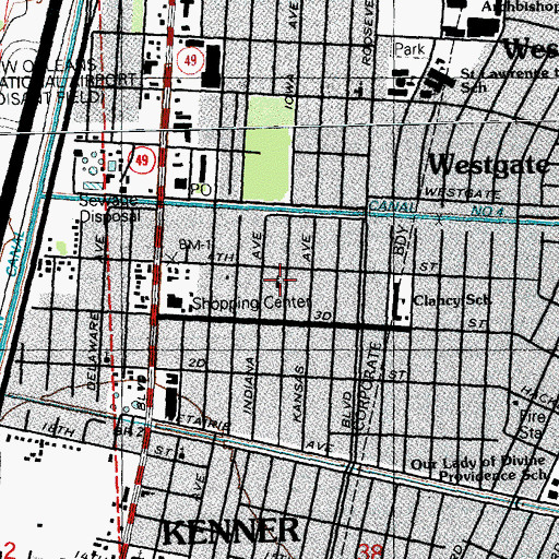 Topographic Map of Kenner Presbyterian Church, LA