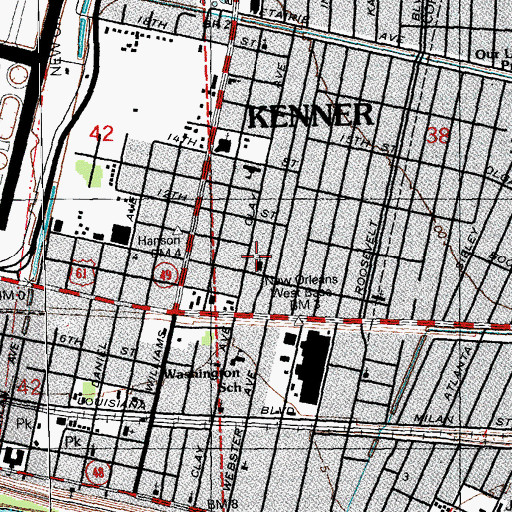 Topographic Map of Kenner United Methodist Church, LA