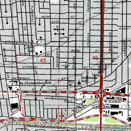 Topographic Map of Kingdom Hall of Jehovahs Witnesses, LA