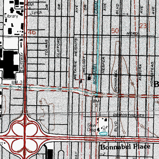 Topographic Map of Lakeside Baptist Church, LA