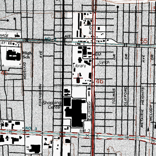 Topographic Map of Lakeside Plaza Shopping Center, LA