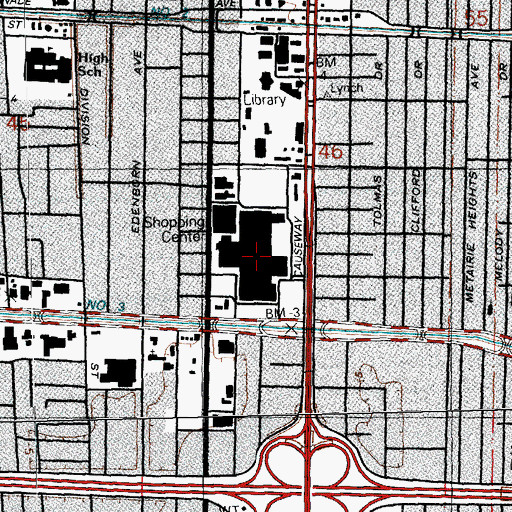Topographic Map of Lakeside Shopping Center, LA