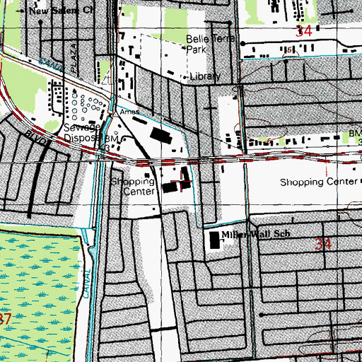 Topographic Map of Lapalco Village Shopping Center, LA