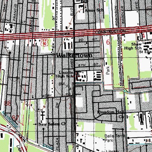 Topographic Map of Lincoln Elementary School for the Arts, LA