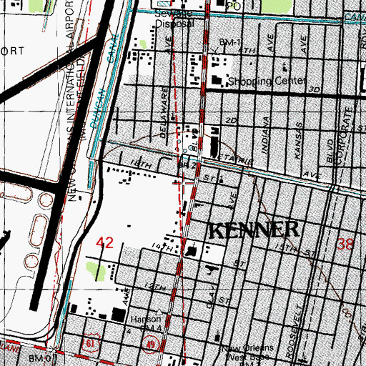 Topographic Map of Lions Playground, LA