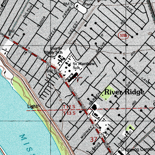 Topographic Map of Little Farms United Church of Christ, LA