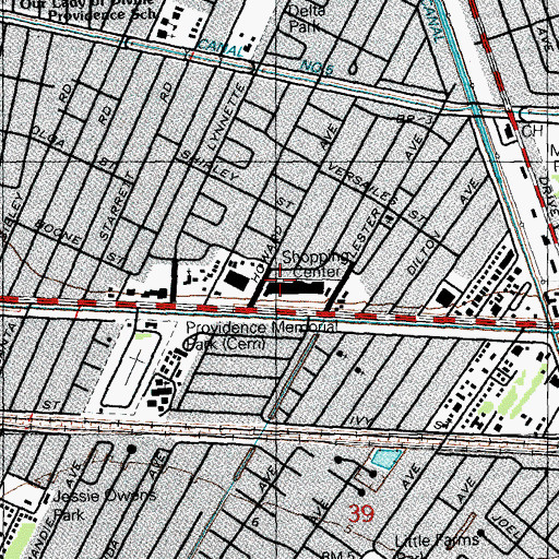 Topographic Map of M A Green Shopping Center, LA