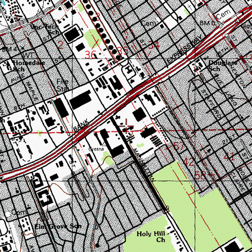 Topographic Map of Manhattan Plaza Shopping Center, LA