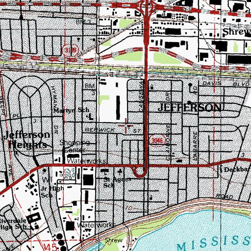 Topographic Map of Marine Baptist Church, LA