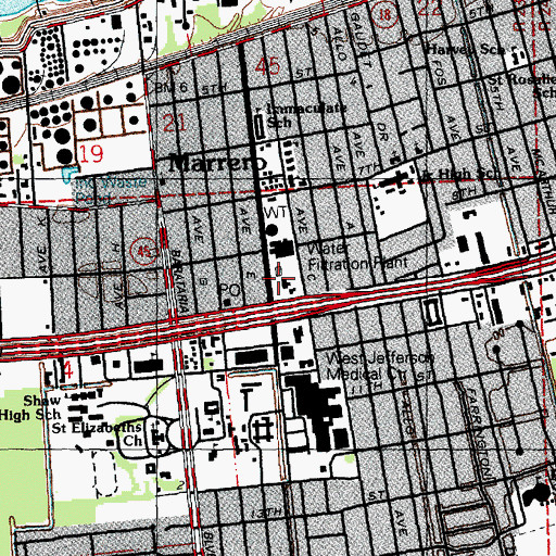 Topographic Map of Marrero Shopping Center, LA
